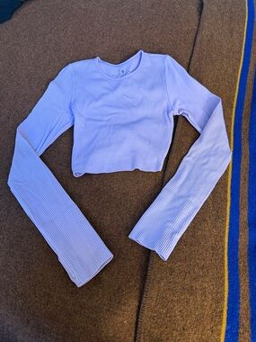 Spiritual Gangster Lavender Ribbed Long-Sleeve Crop Top